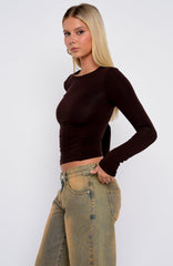 Game Over Long Sleeve Top Dark Chocolate