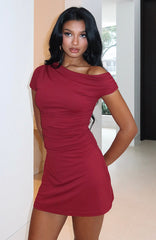 Hold The Moment Mini Dress Merlot
