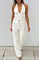 I Don't Compete Straight Leg Pants White