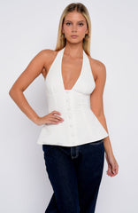 Let Me Be Loved Halter Top White