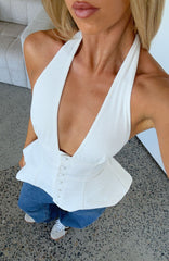 Let Me Be Loved Halter Top White