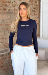 Love Addiction Long Sleeve Baby Tee Navy