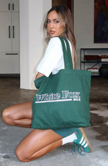 No Hesitation Tote Bag Forest Green/White