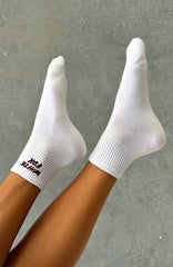 Offstage Socks White/Burgundy