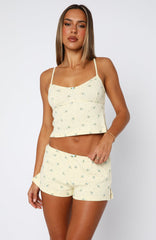 Snuggle Season Pyjama Shorts Lemon Floral