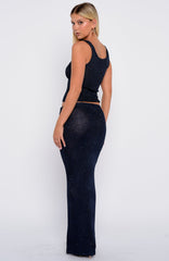 Star Shining Sequin Knit Maxi Skirt Midnight