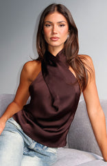 Tell Me It's Nothing Halter Top Chocolate