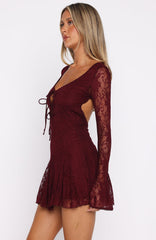 With Every Heart Beat Mini Dress Burgundy