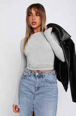 Only For Tonight Long Sleeve Top Grey Marle
