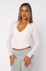 Mentally Here Long Sleeve Top Baby Pink