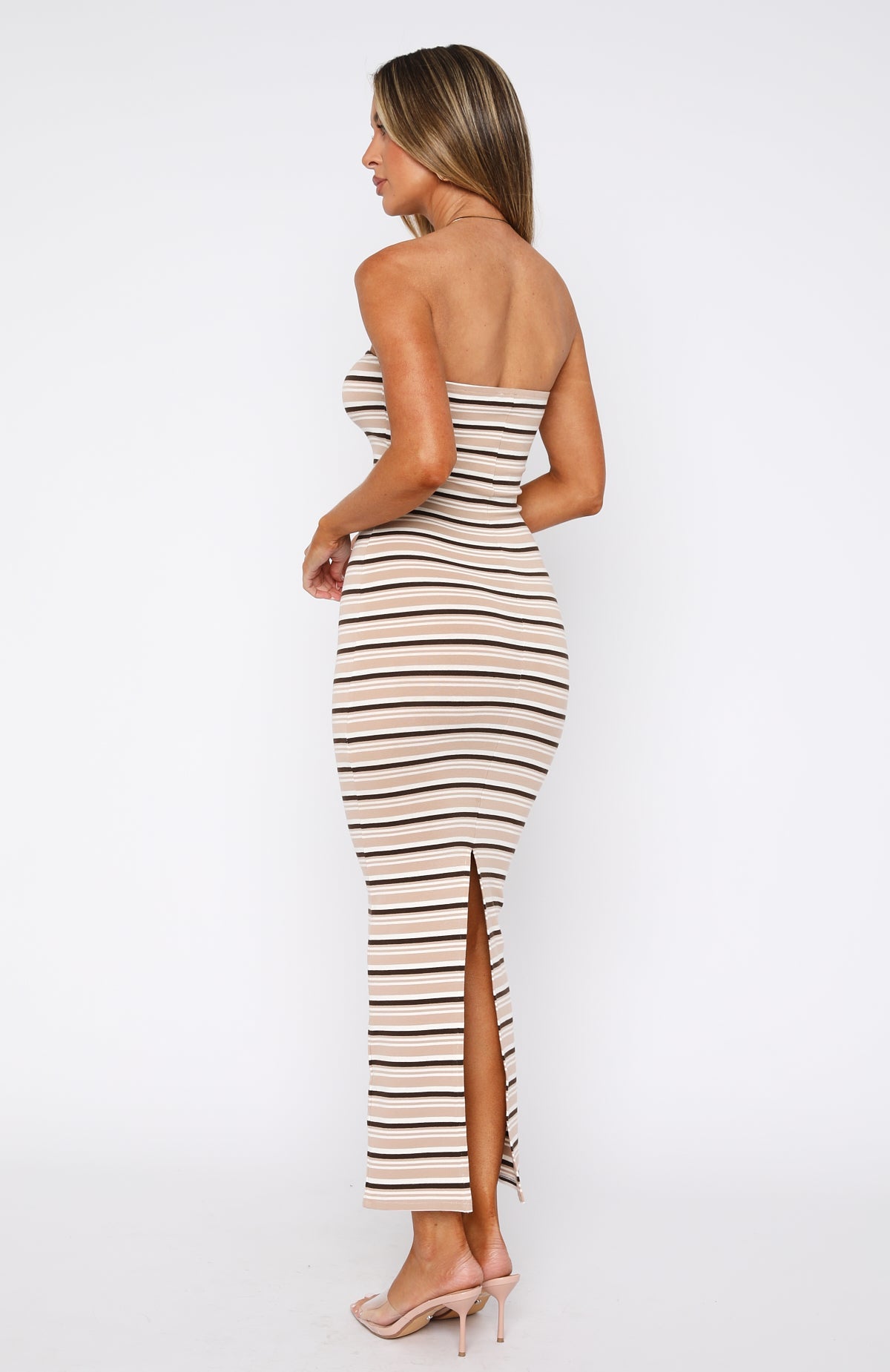 New Vibrations Strapless Maxi Dress Brown