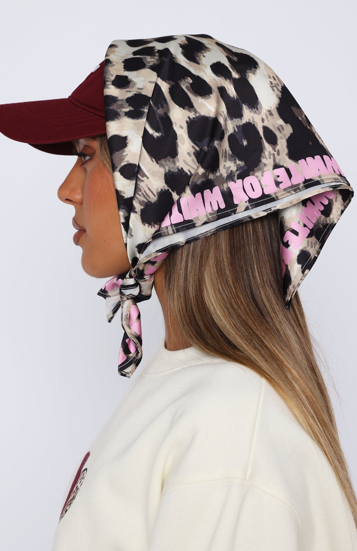 11th Street She's So Lucky Head Scarf Leopard Splice