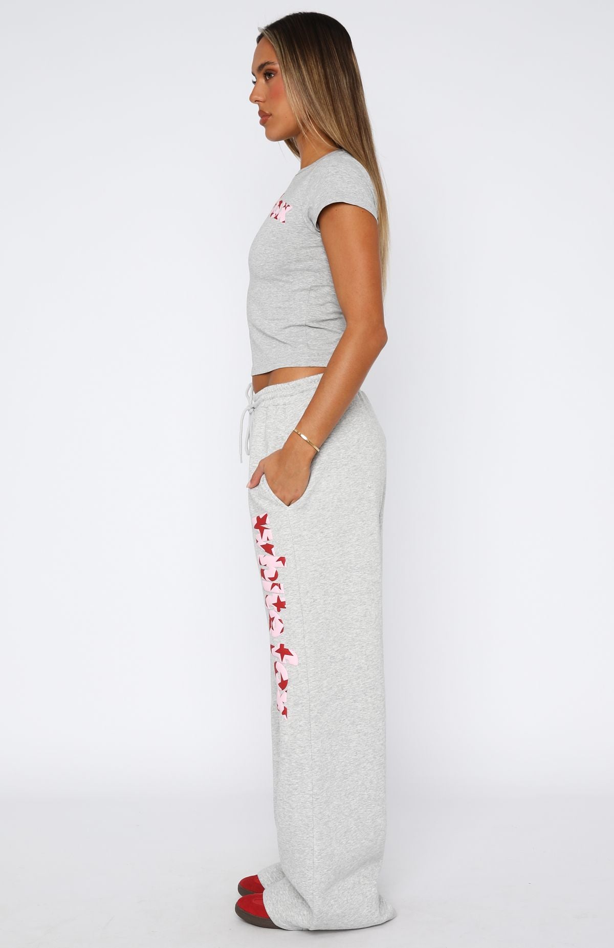 From The Archives Jaxx Wide Leg Sweatpant Dark Grey Marle