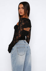Sweet Lovin' Lace Top Set Black