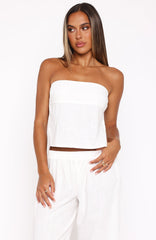 I Knew You'd Leave Strapless Top White