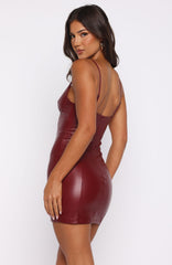 Untamed Aura PU Mini Dress Deep Red