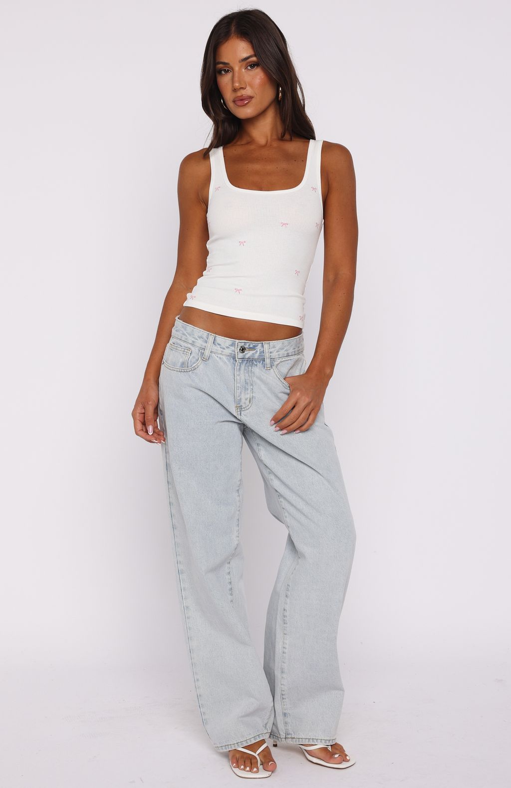 Perfectly Tied Ribbed Tank White