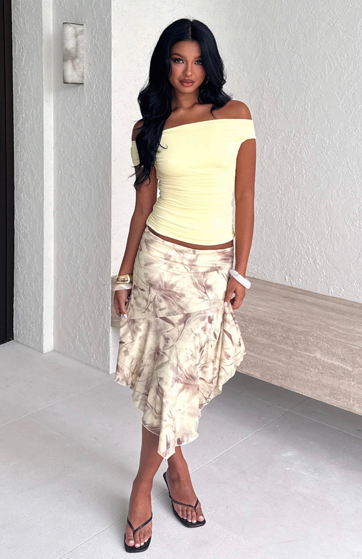 Summer In Bali Midi Skirt Golden Dusk