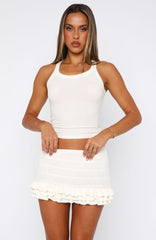 Stolen My Heart Knit Mini Skirt Off White