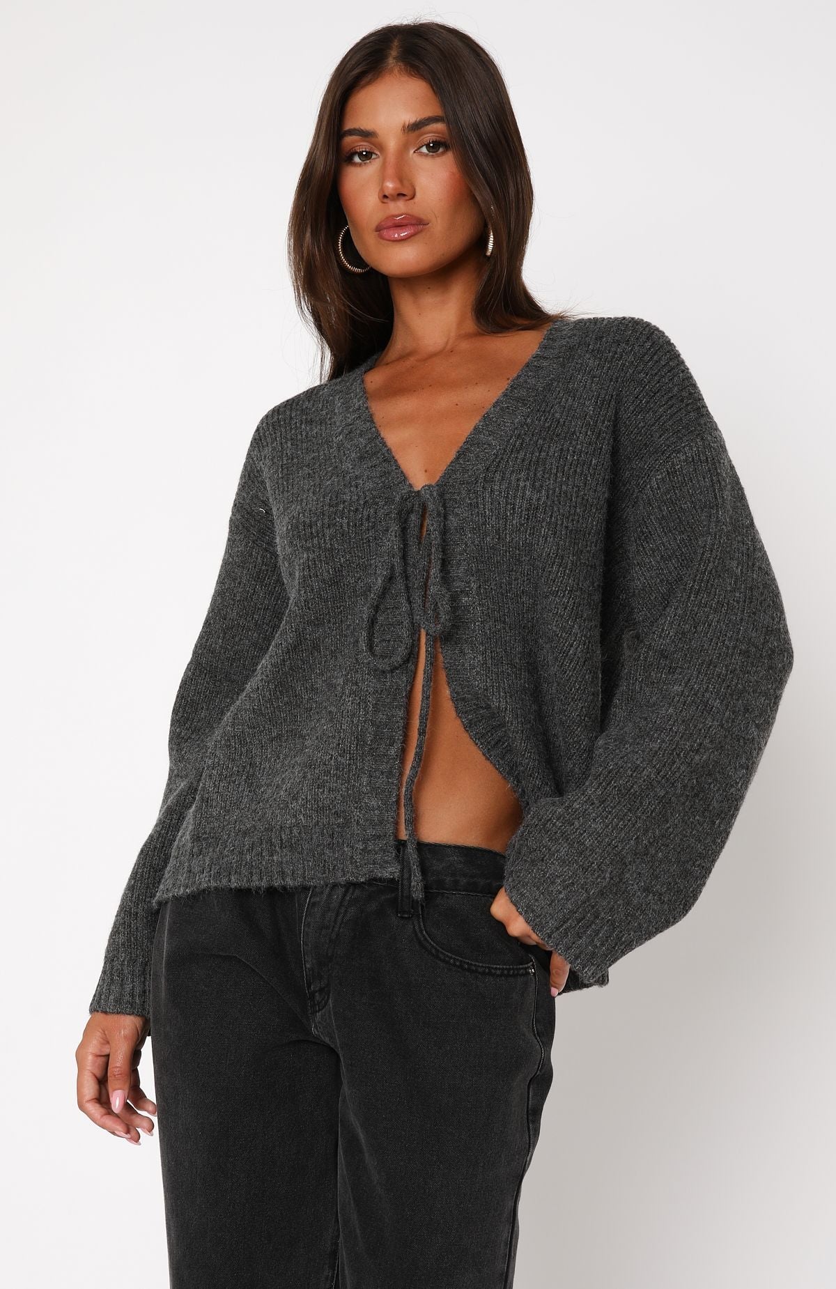 Flashback Knit Cardigan Charcoal