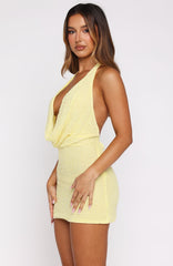 By Candlelight Beaded Mini Dress Lemon