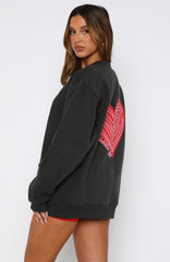 Save Your Heart Oversized Sweater Charcoal