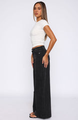 Elena Low Rise Wide Leg Jeans Black Acid