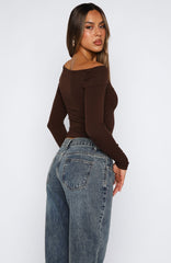 Swapping Digits Long Sleeve Top Chocolate