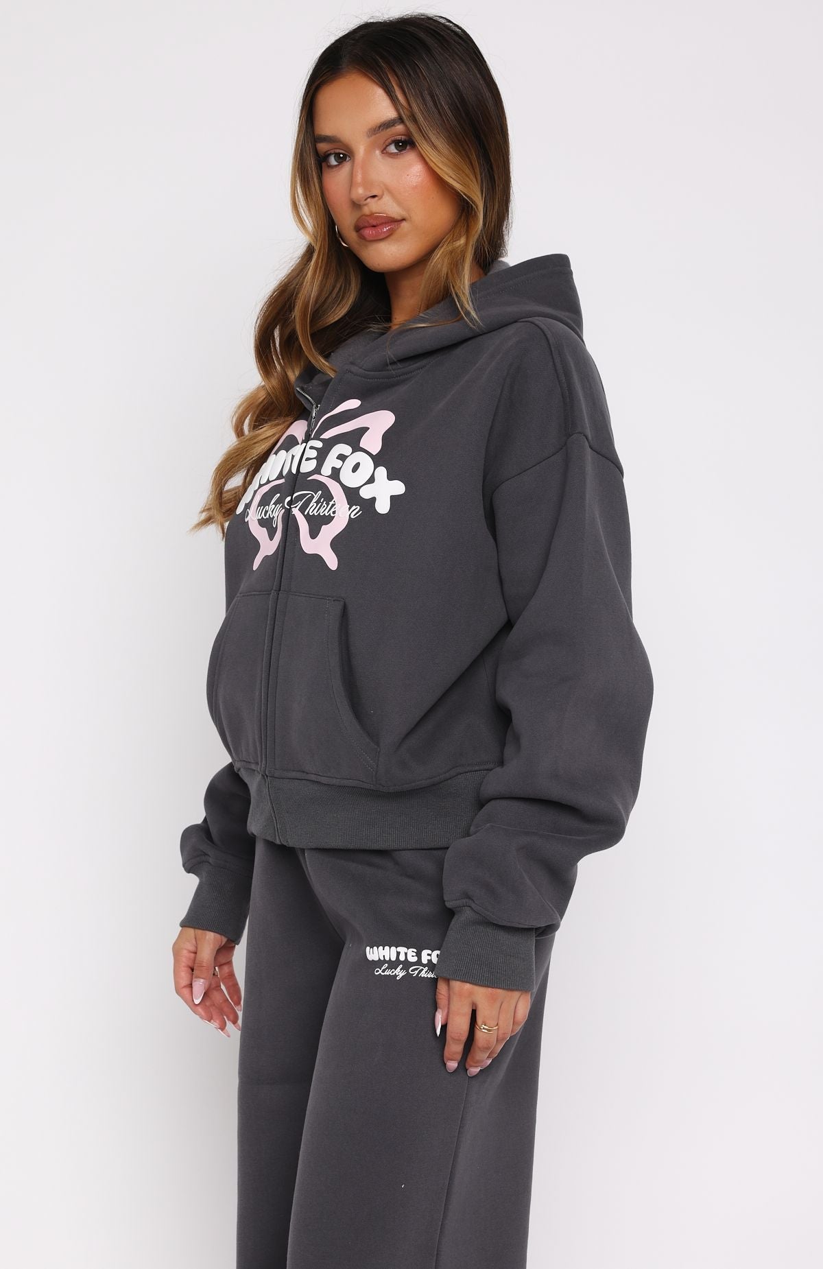 Lucky Thirteen Audrina Boxy Zip Front Hoodie Volcanic