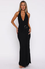 Too Hot For You Halter Maxi Dress Black