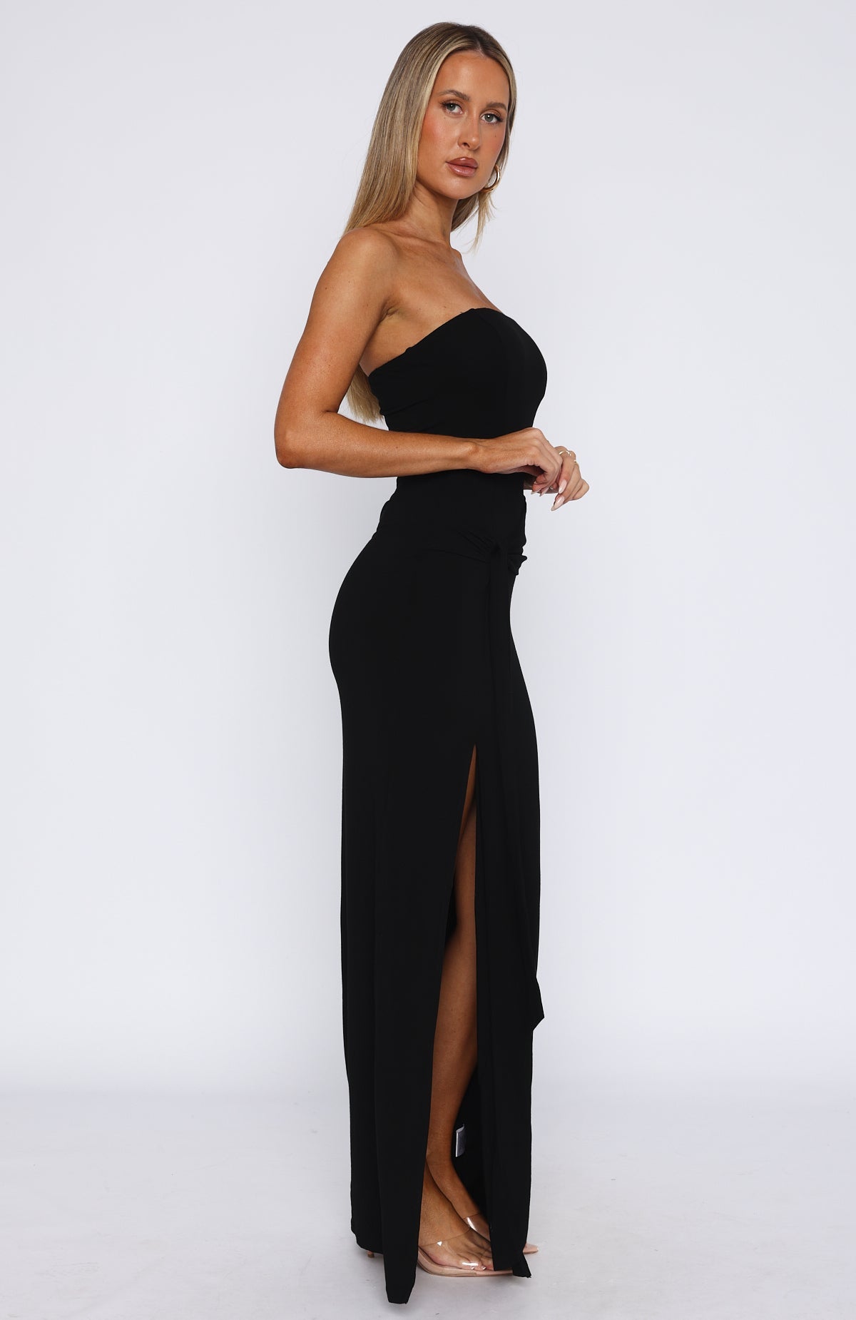 Deep In My Heart Strapless Maxi Dress Black