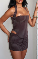 Back To Business Mini Skort Chocolate Pinstripe