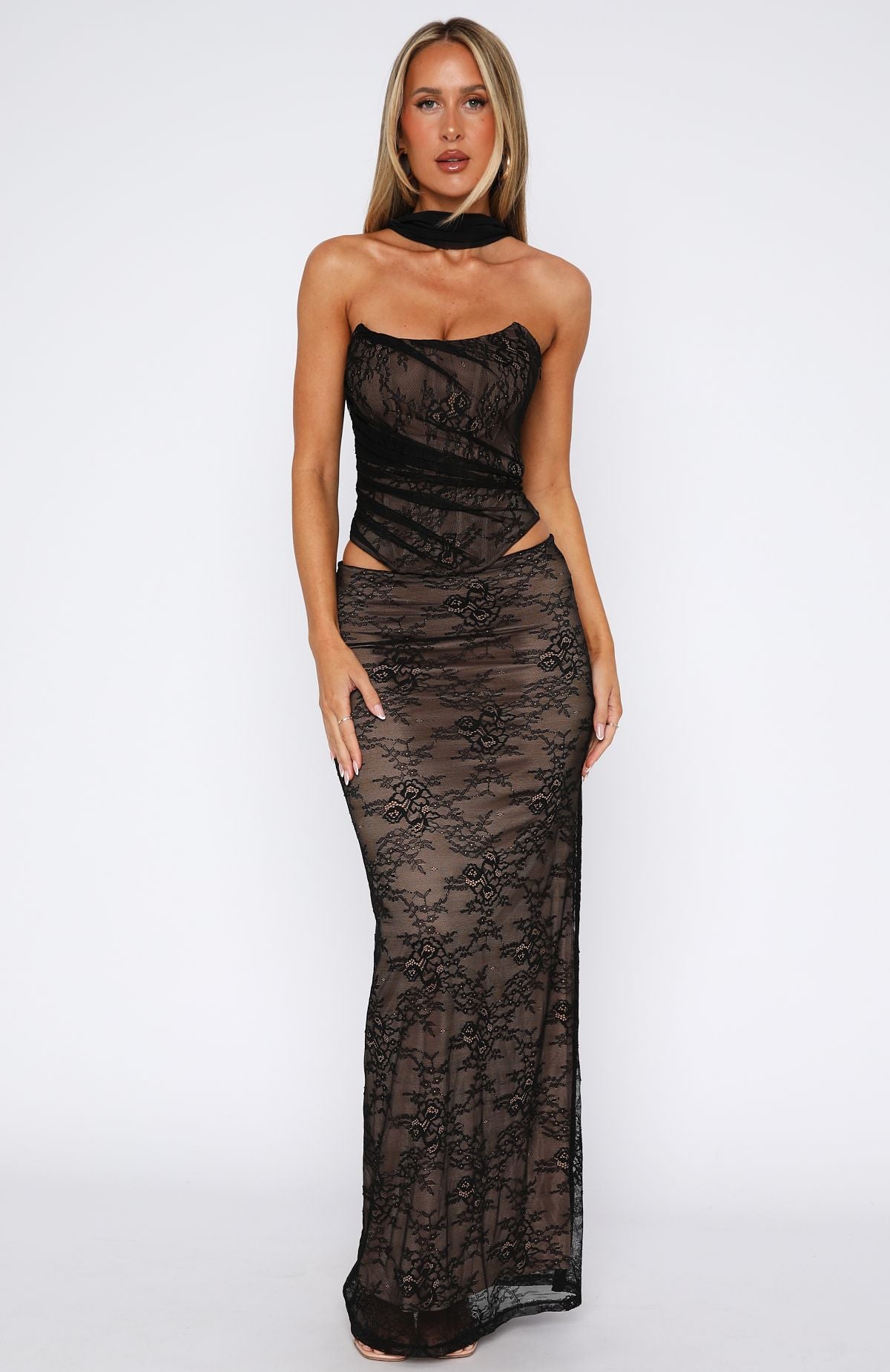 Forever After Lace Maxi Skirt Black