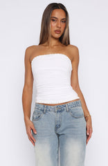 Took A Look Strapless Top White