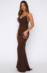 Lust For Life Maxi Embellished Trim Dress Chocolate