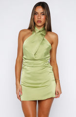 Bet You Regret It Halter Mini Dress Matcha