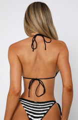 Kings Beach Crochet Bikini Top Black/ Cream Stripe
