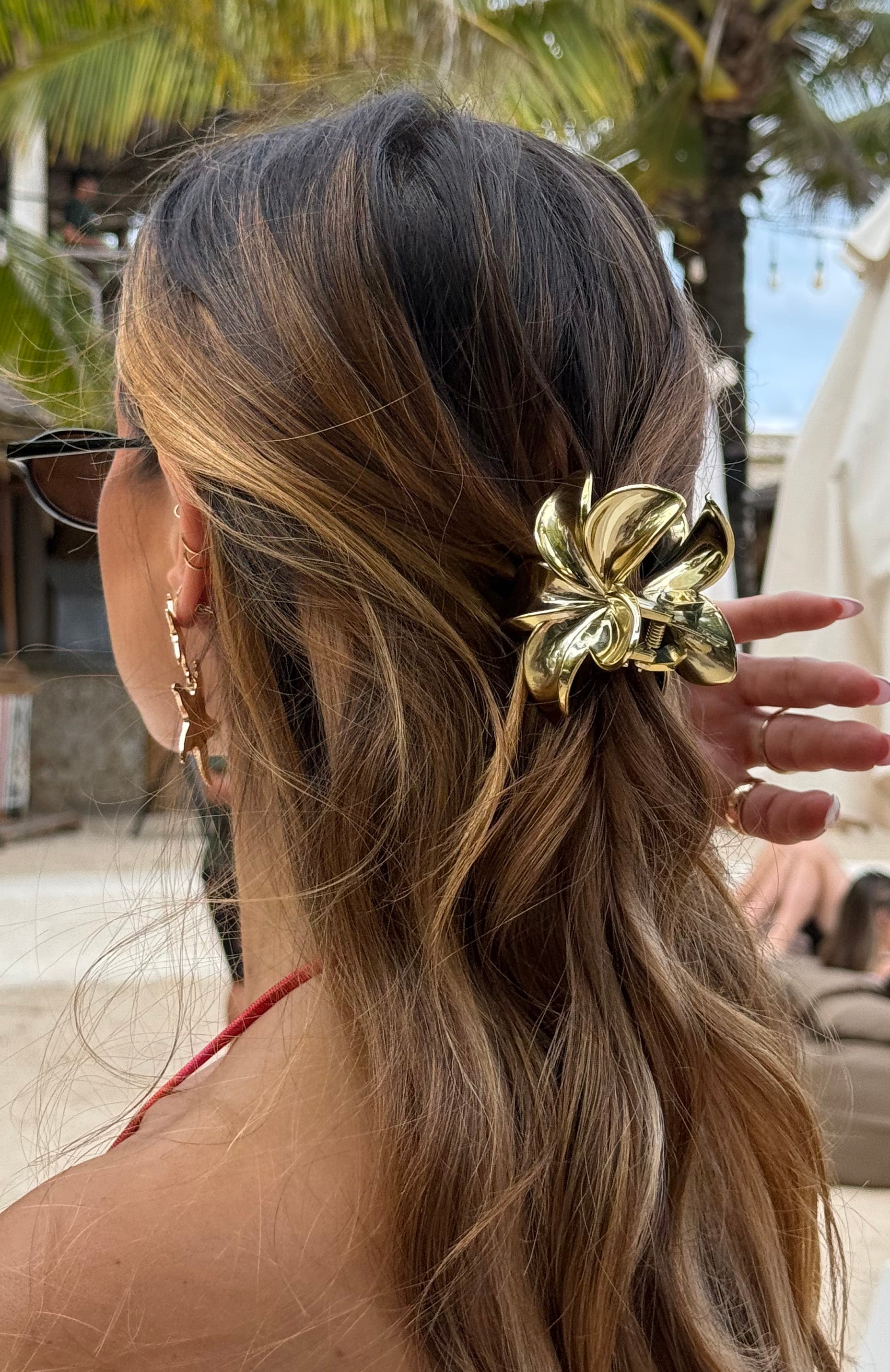 Floral Charm Hair Clip Gold