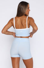 Go Faster High Waisted Shorts Baby Blue/White