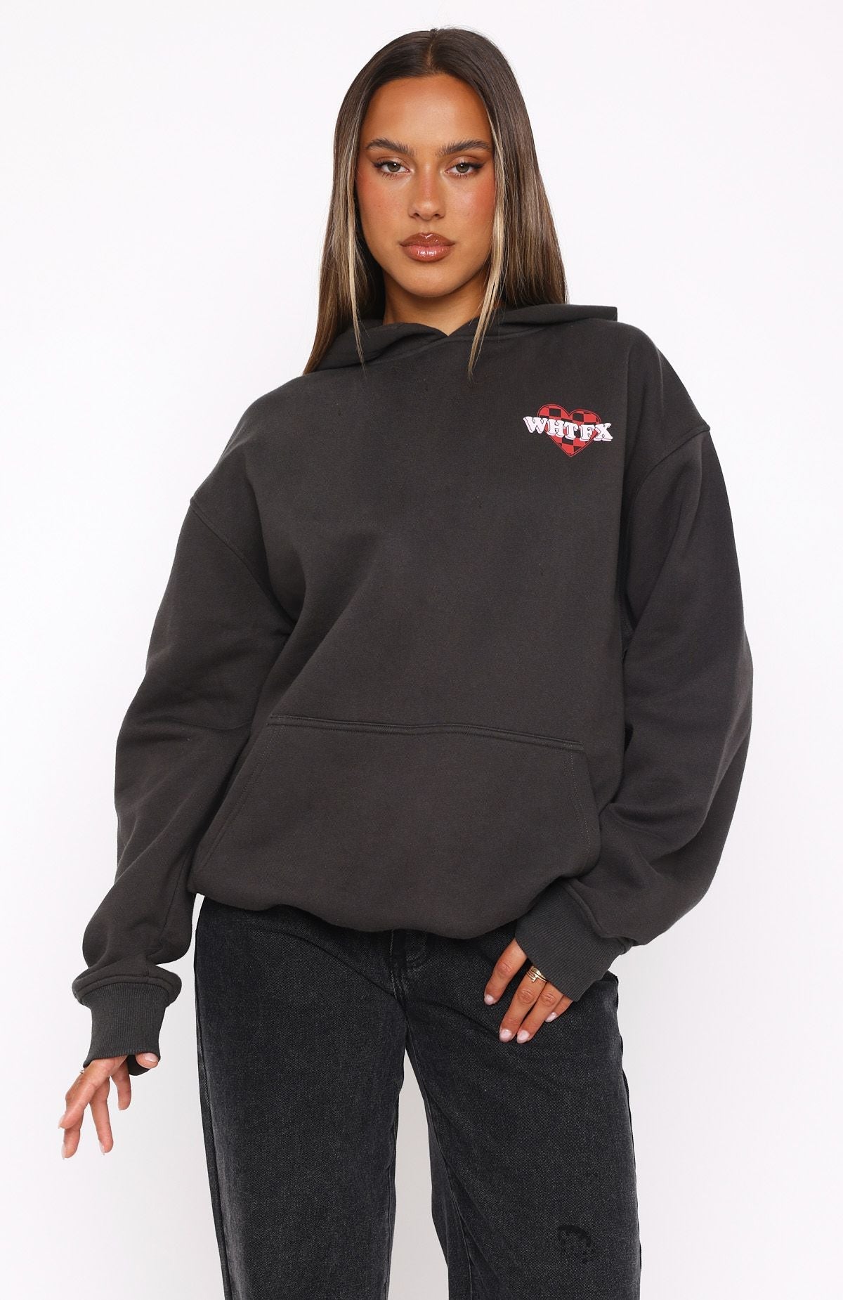 She's Too Nice Oversized Hoodie Charcoal