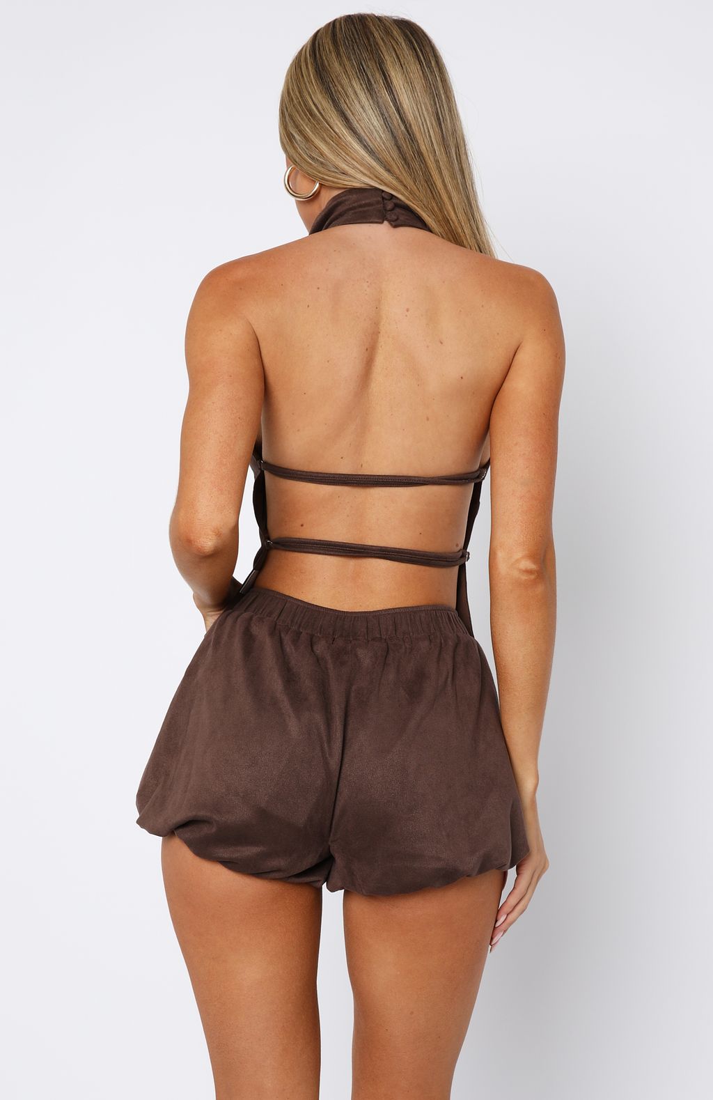 Still Love Me Faux Suede Mini Shorts Dark Chocolate