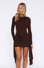 Love Game Long Sleeve Mini Dress Chocolate