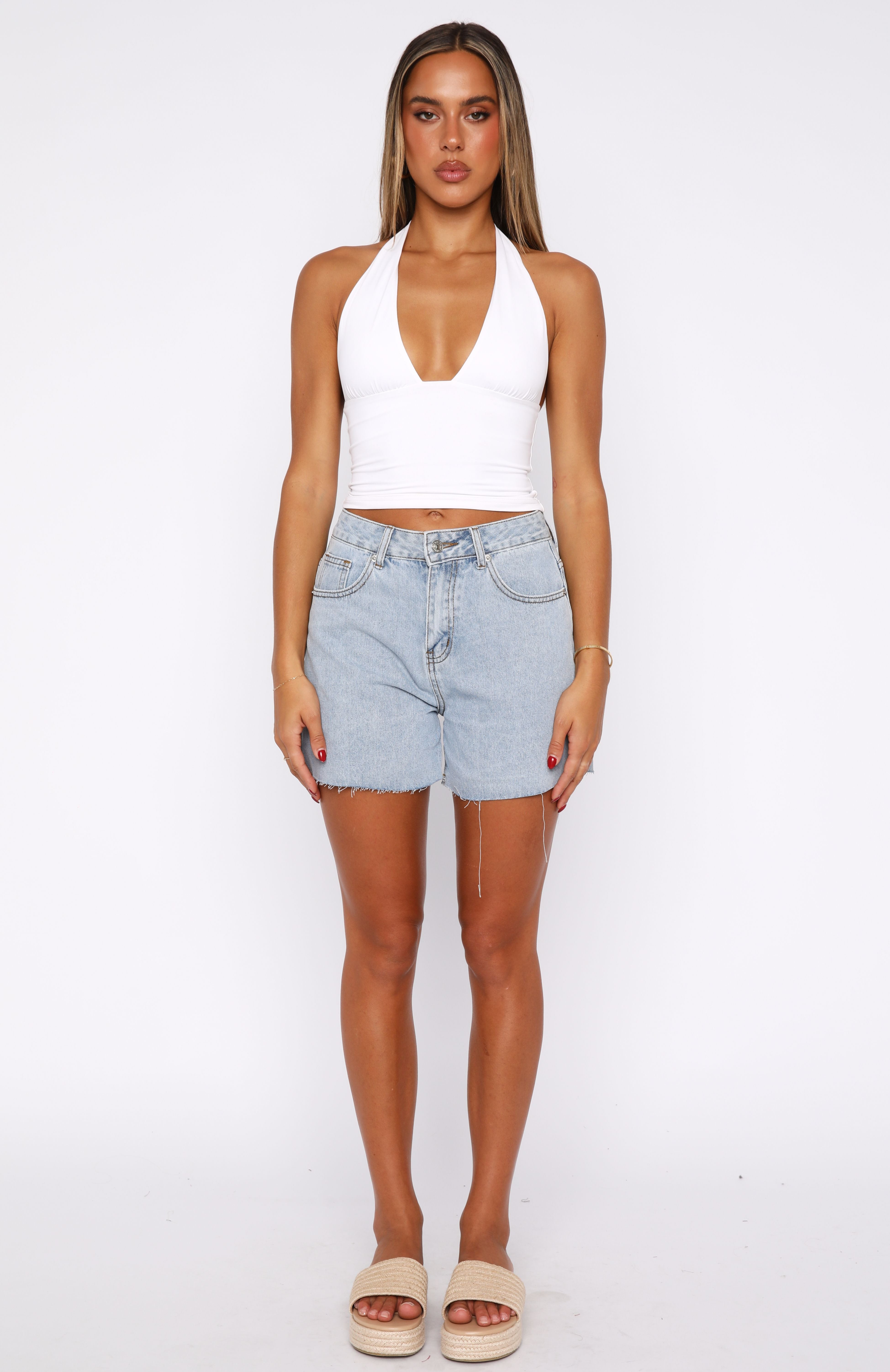 Keep It Brief Denim Shorts Light Blue