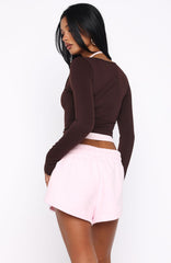 Know Everything Long Sleeve Top Chocolate/Pink