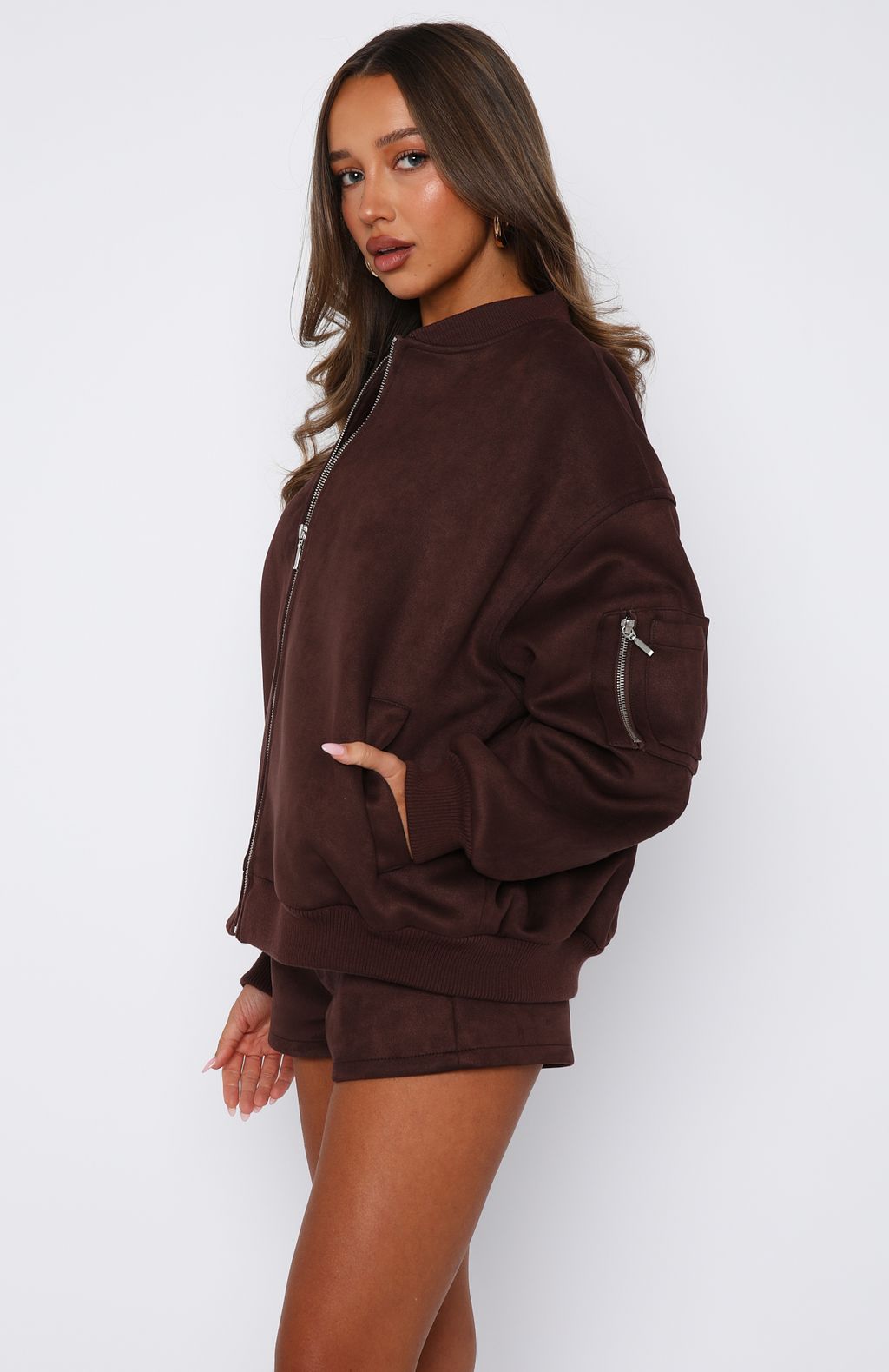 Between Us Faux Suede Shorts Chocolate