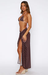 Seaforth Sarong Choc/Pink Polka Dot