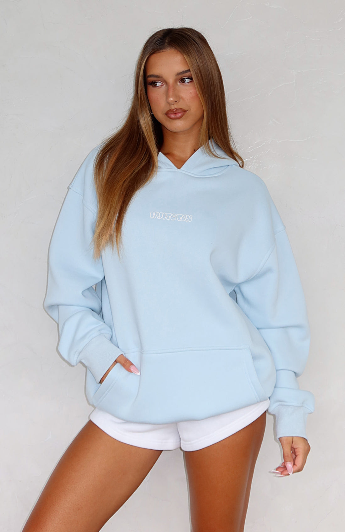 Take A Guess Oversized Hoodie Baby Blue
