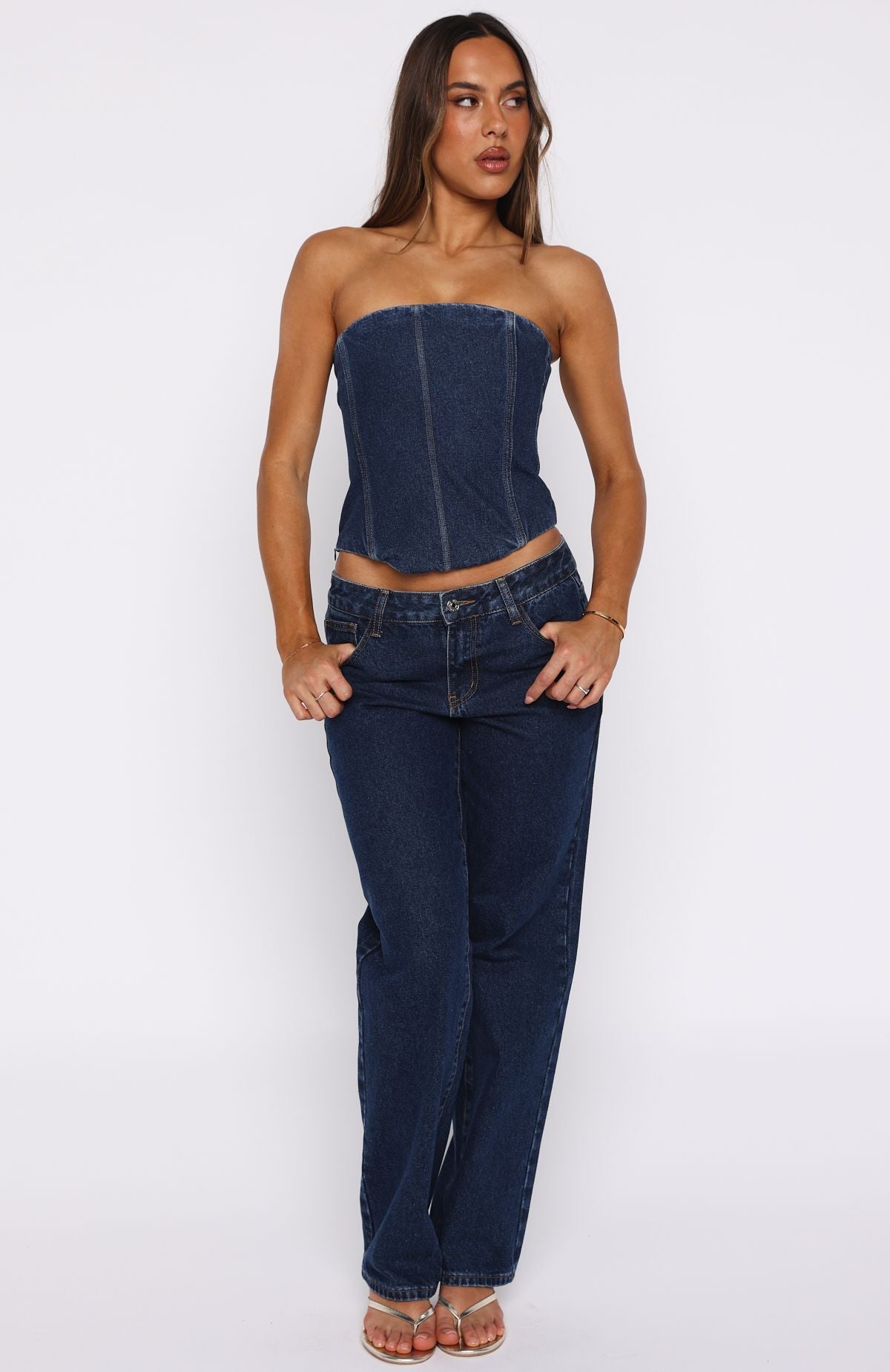 Be Mine Forever Denim Bustier Dark Blue