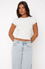 Meant To Tell Short Sleeve Rib Baby Tee Grey Marle