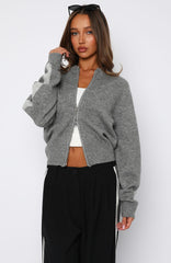 Stripe Me Down Knit Jacket Charcoal/Grey